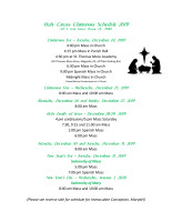 Christmas Schedule 2019
