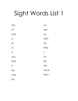 Sight Words List 1